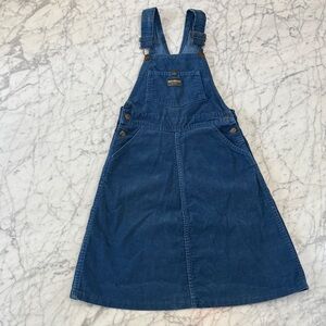 Vintage OshKosh B'gosh Blue Kids Denim Corduroy Overall Dress Sz 8